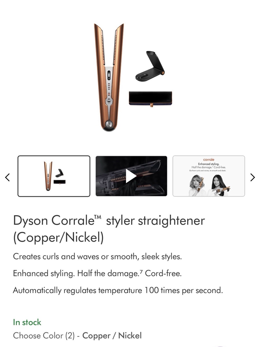 Dyson Corrale Cord-Free Hair Styler - Copper/Silver
